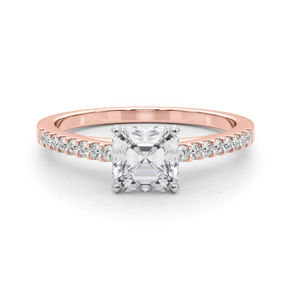0.2 Ct Lab-Created Diamond Asscher Cut Rinsy  Side Stone Engagement Rings in Silver 925