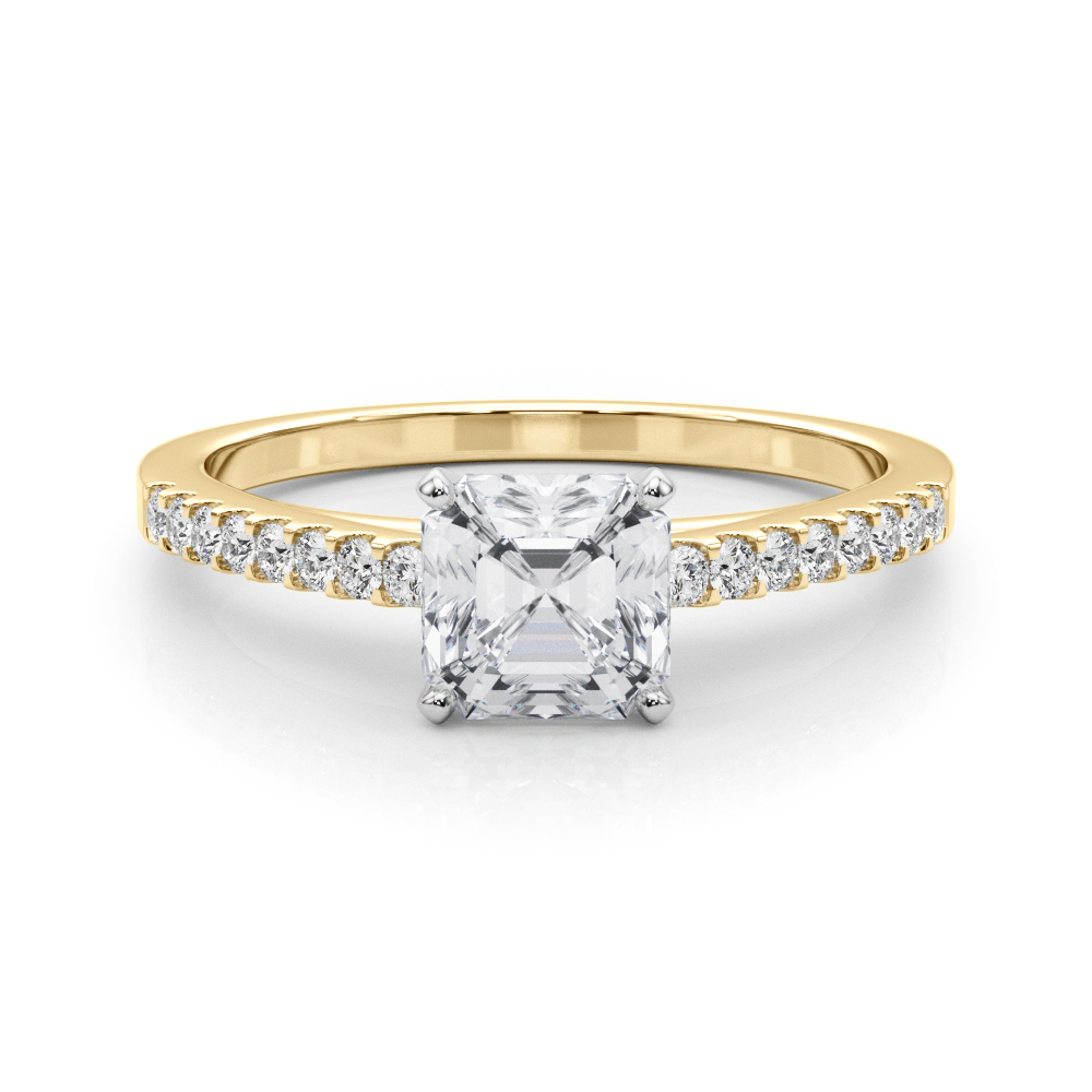 0.2 Ct Lab-Created Rinsy Asscher Cut Diamond  Side Stone Engagement Rings in Silver 925
