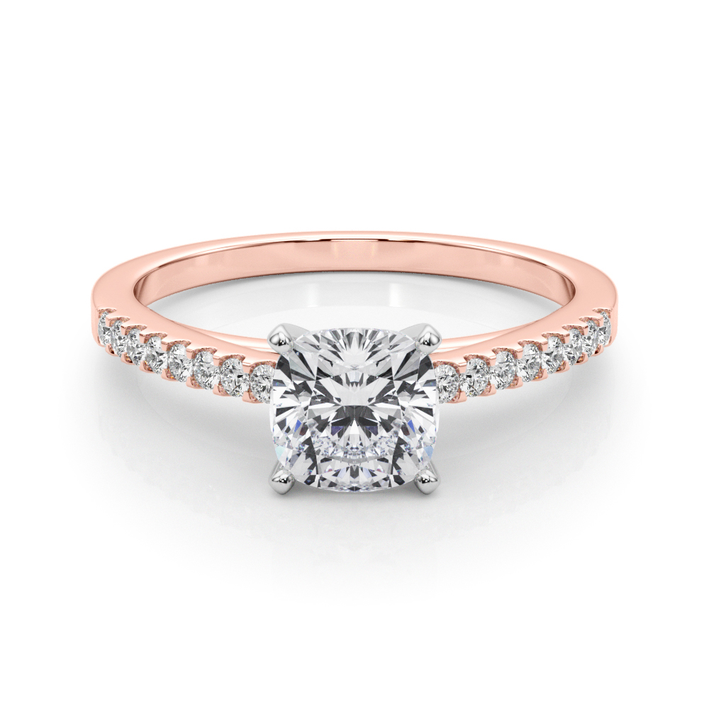 0.2 Ct Lab-Created Diamond Cushion Cut Rinsy  Side Stone Engagement Rings in Silver 925