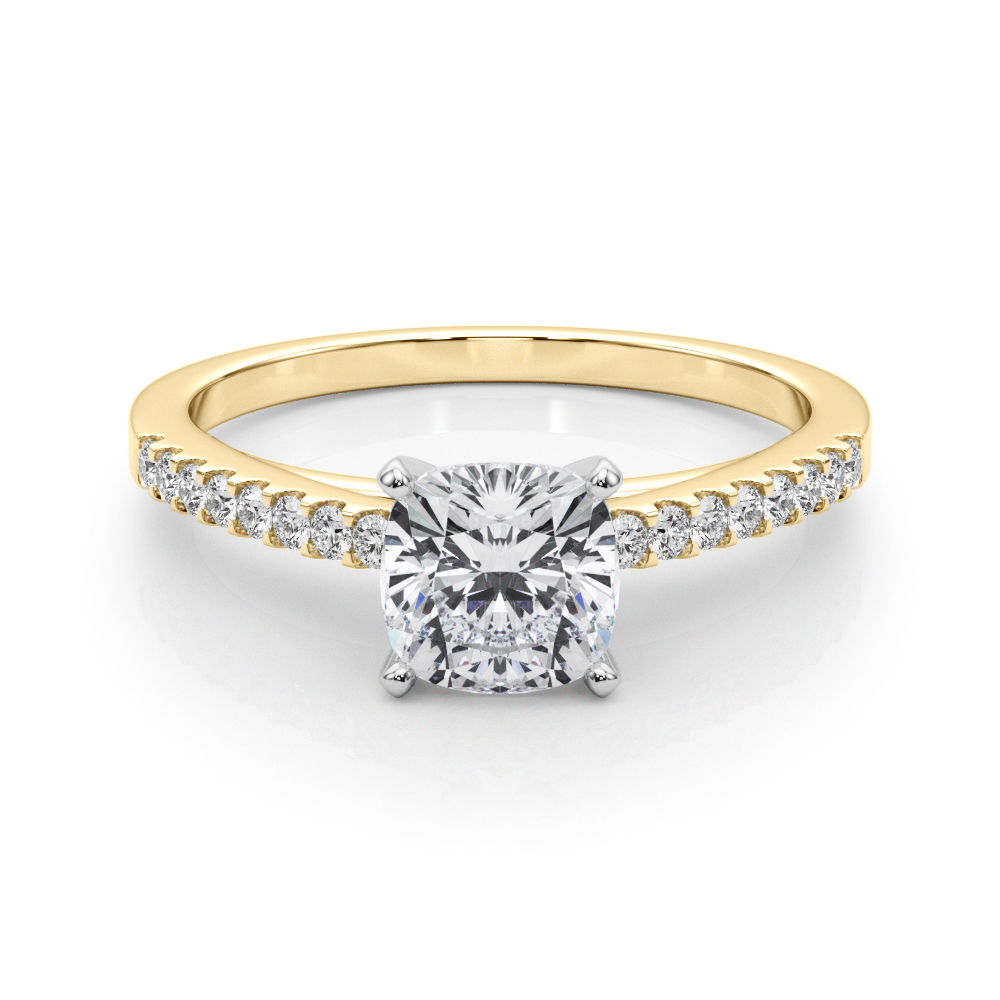0.2 Ct Lab-Created Rinsy Cushion Cut Diamond  Side Stone Engagement Rings in Silver 925
