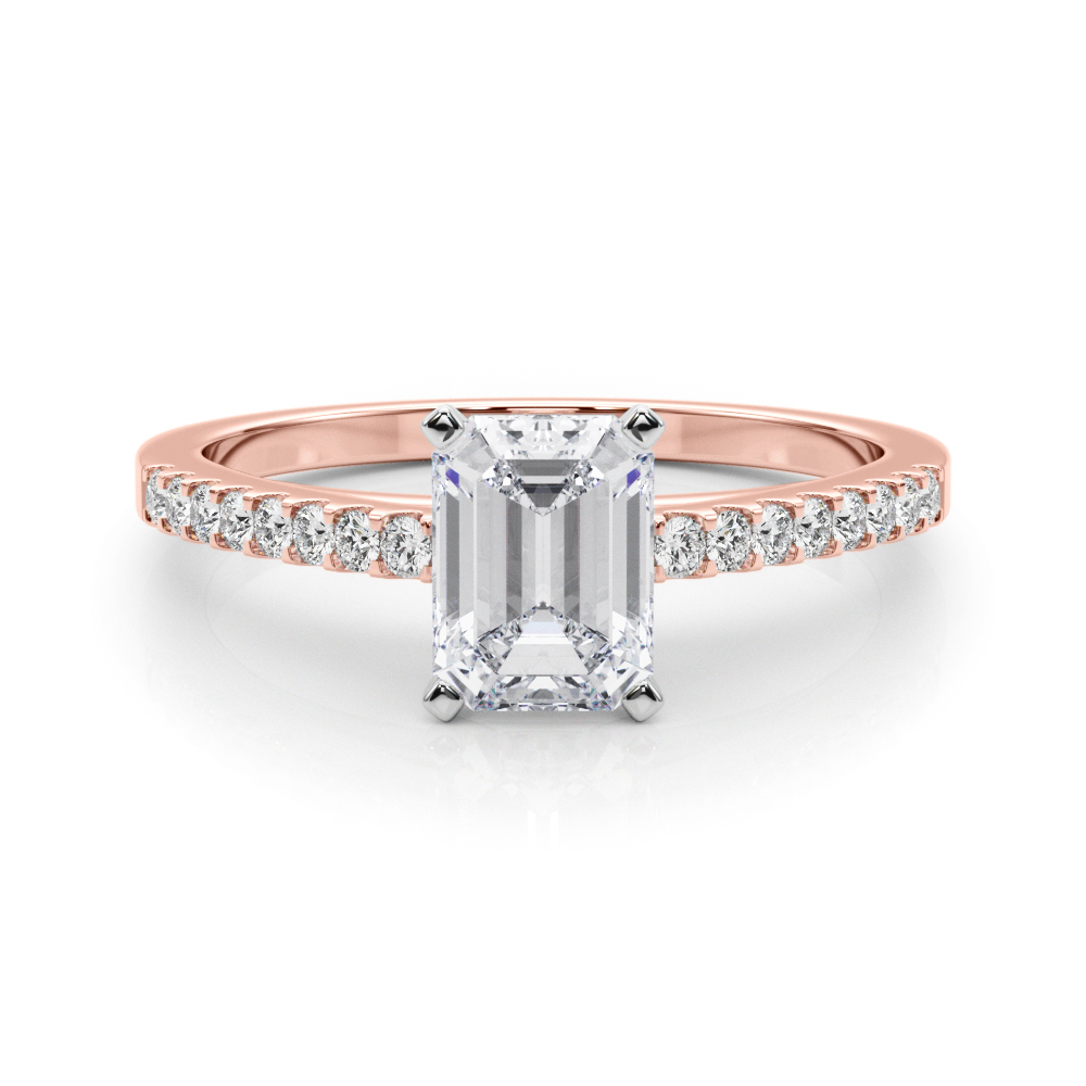 0.2 Ct Lab-Created Diamond Emerald Cut Rinsy  Side Stone Engagement Rings in Silver 925