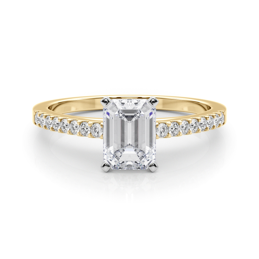 0.2 Ct Lab-Created Rinsy Emerald Cut Diamond  Side Stone Engagement Rings in Silver 925