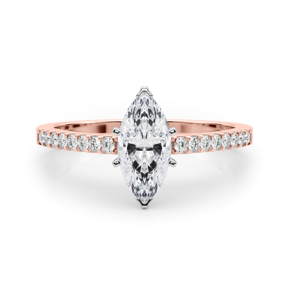 0.2 Ct Lab-Created Diamond Marquise Cut Rinsy  Side Stone Engagement Rings in Silver 925