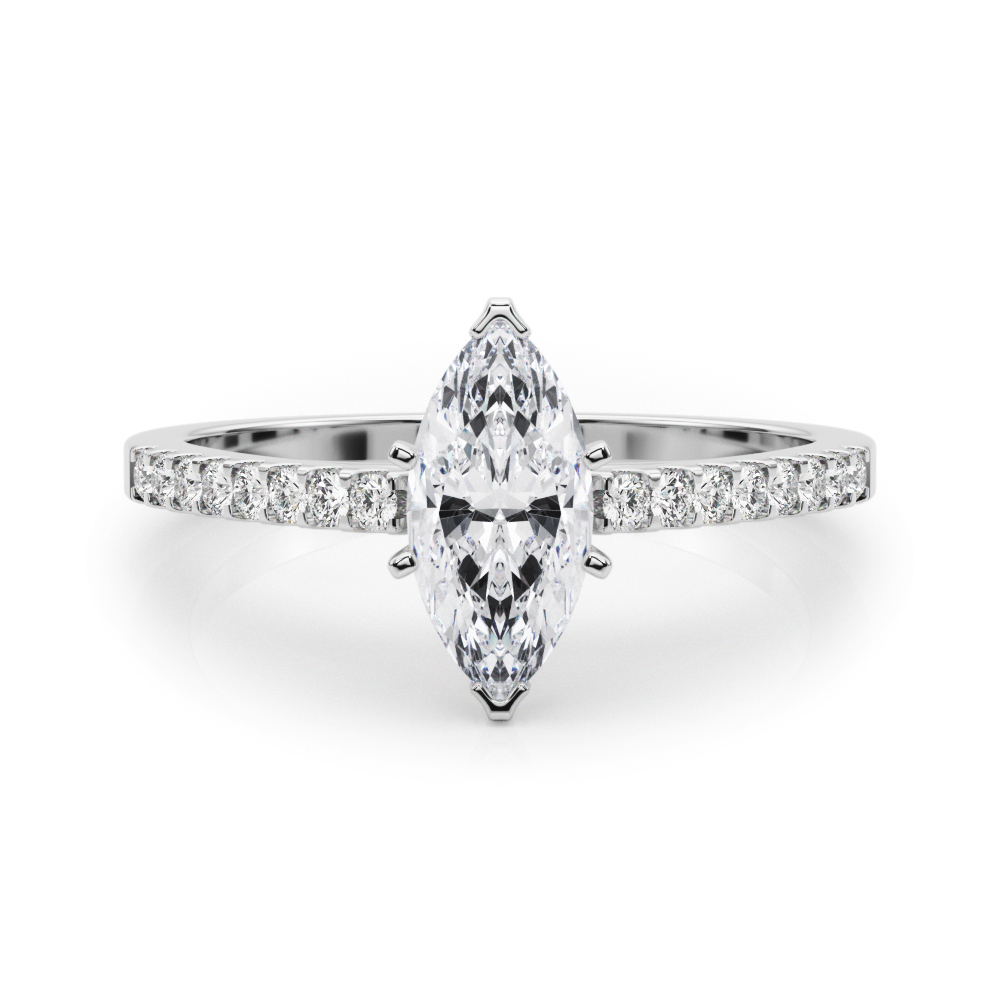 0.2 Ct Lab-Created Rinsy Marquise Cut Diamond  Side Stone Engagement Rings in Silver 925
