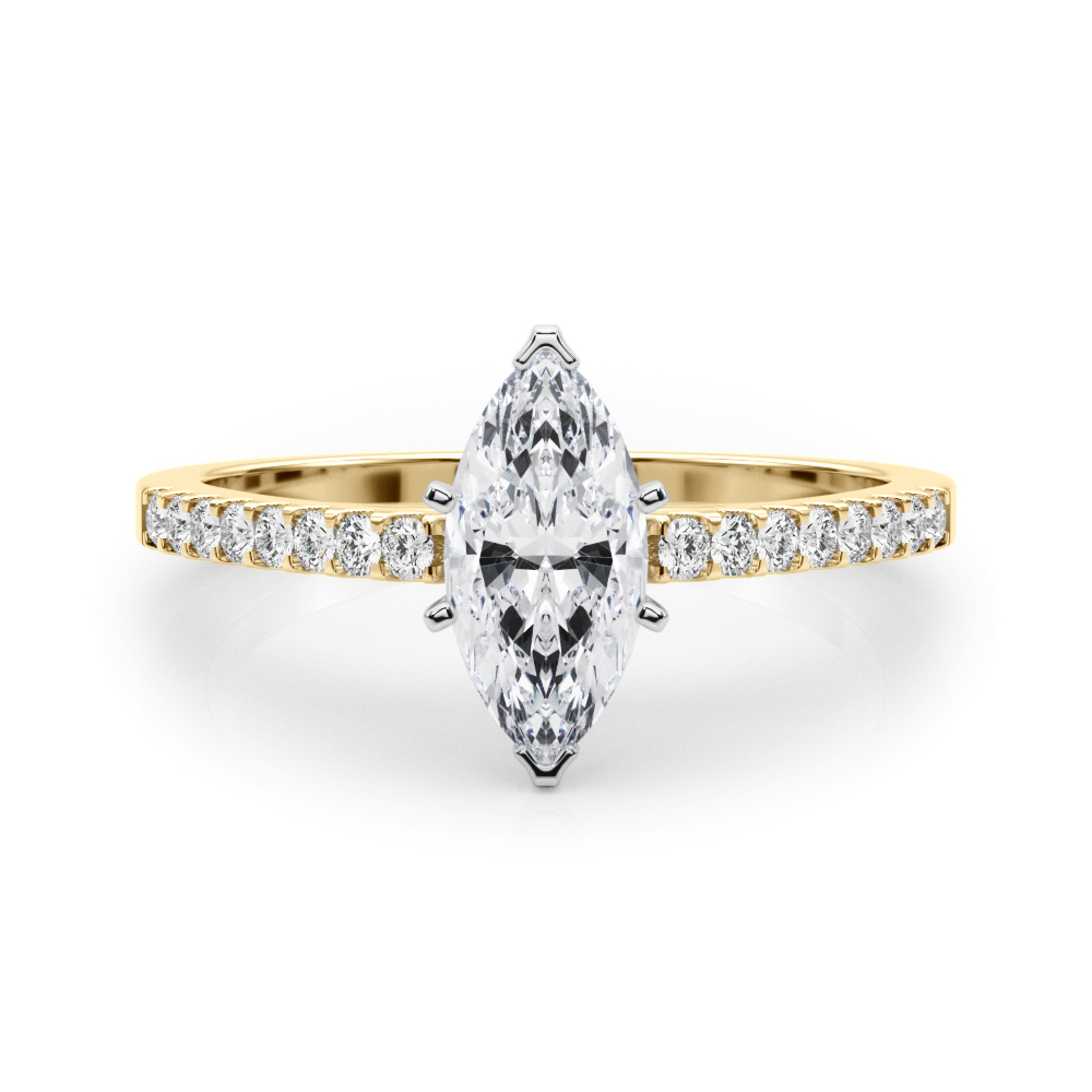 0.2 Ct Lab-Created Rinsy Marquise Cut Diamond  Side Stone Engagement Rings in Silver 925
