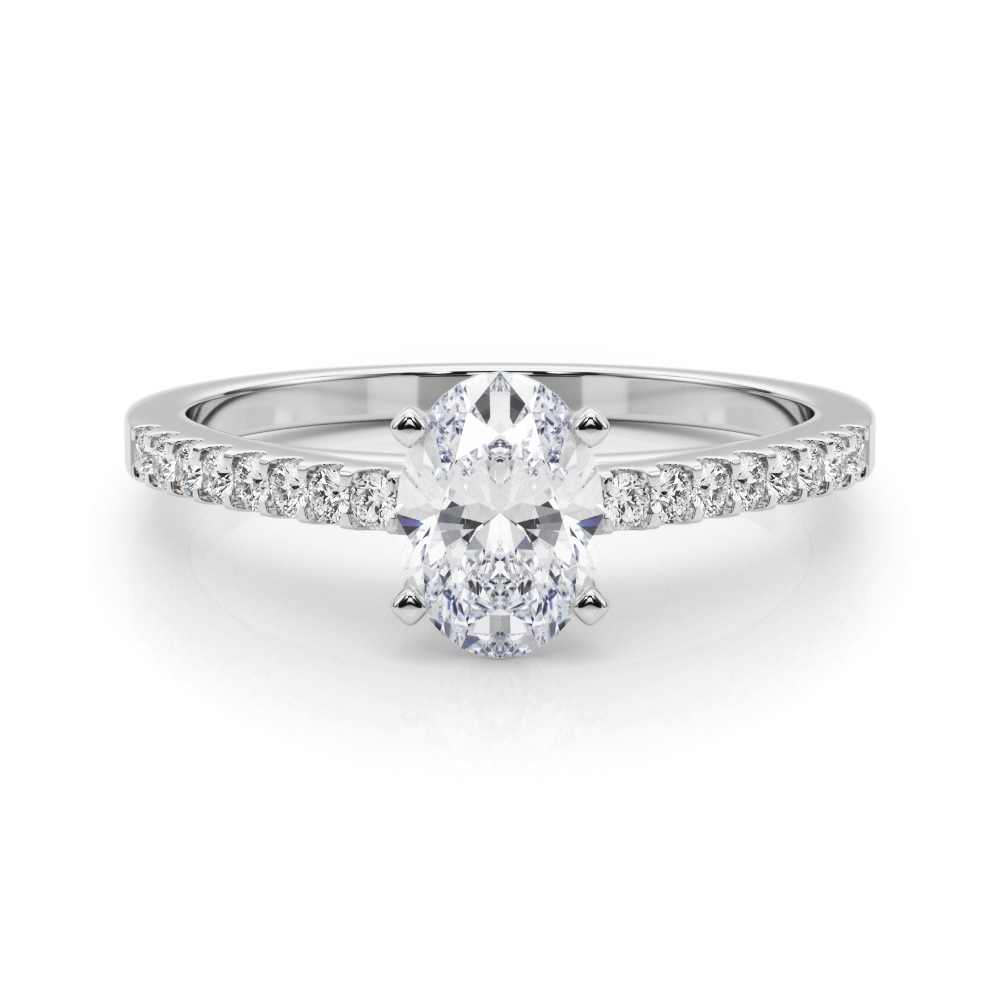 0.2 Ct Lab-Created Diamond Oval Cut Rinsy  Side Stone Engagement Rings in Silver 925