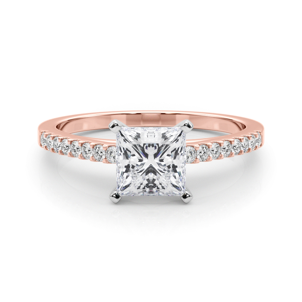 0.2 Ct Lab-Created Diamond Princess Cut Rinsy  Side Stone Engagement Rings in Silver 925