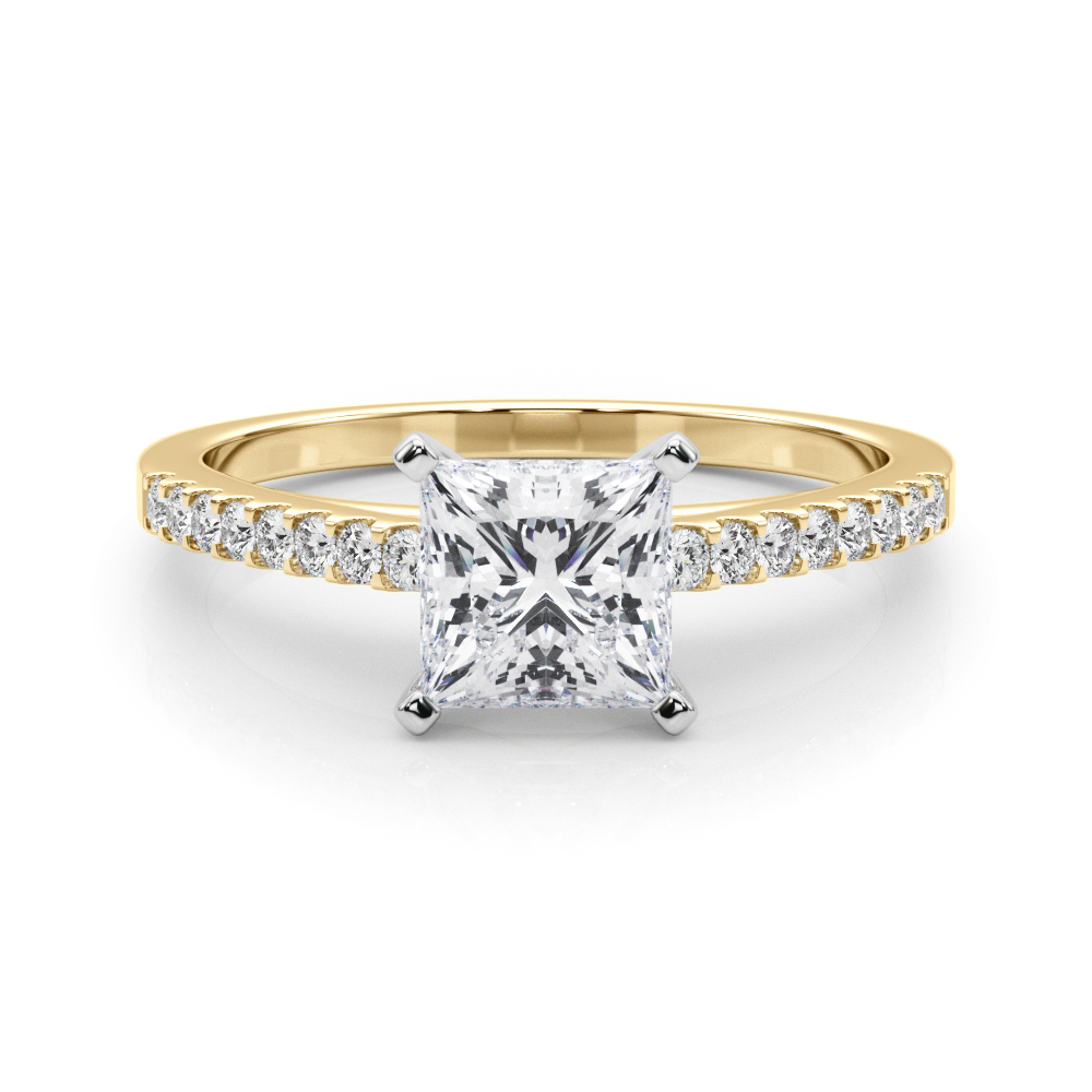 0.2 Ct Lab-Created Rinsy Princess Cut Diamond  Side Stone Engagement Rings in Silver 925