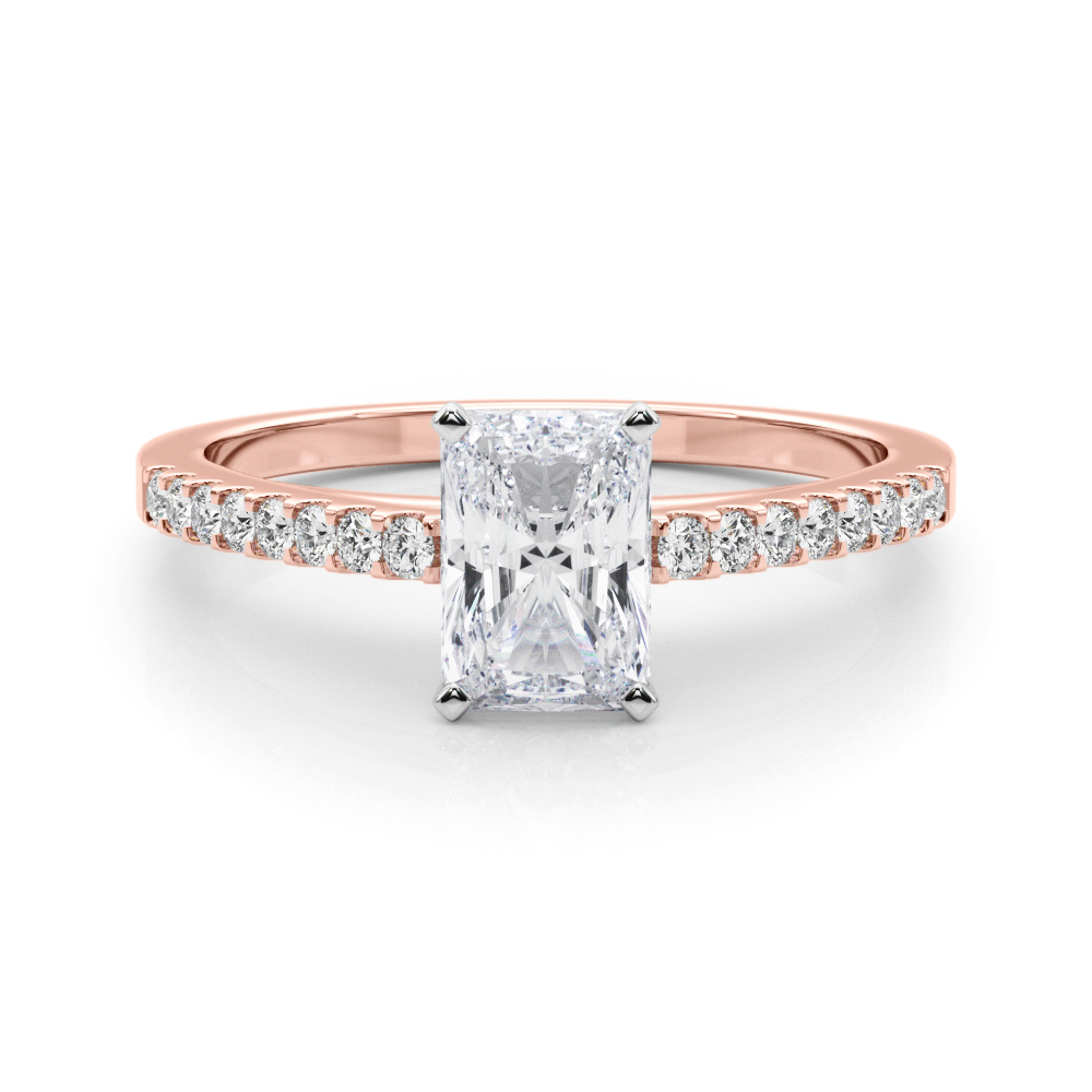 0.2 Ct Lab-Created Diamond Radiant Cut Rinsy  Side Stone Engagement Rings in Silver 925