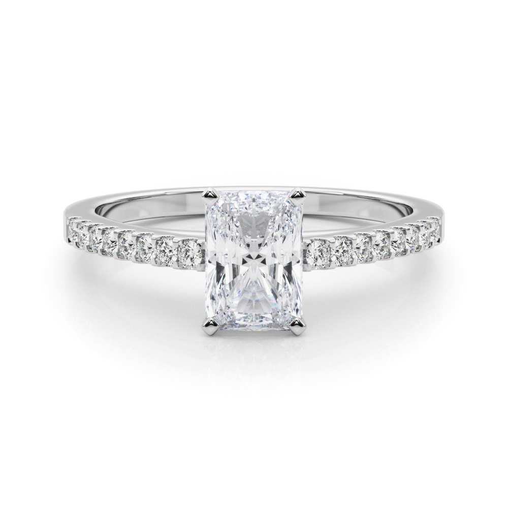 0.2 Ct Lab-Created Diamond Radiant Cut Rinsy  Side Stone Engagement Rings in Silver 925