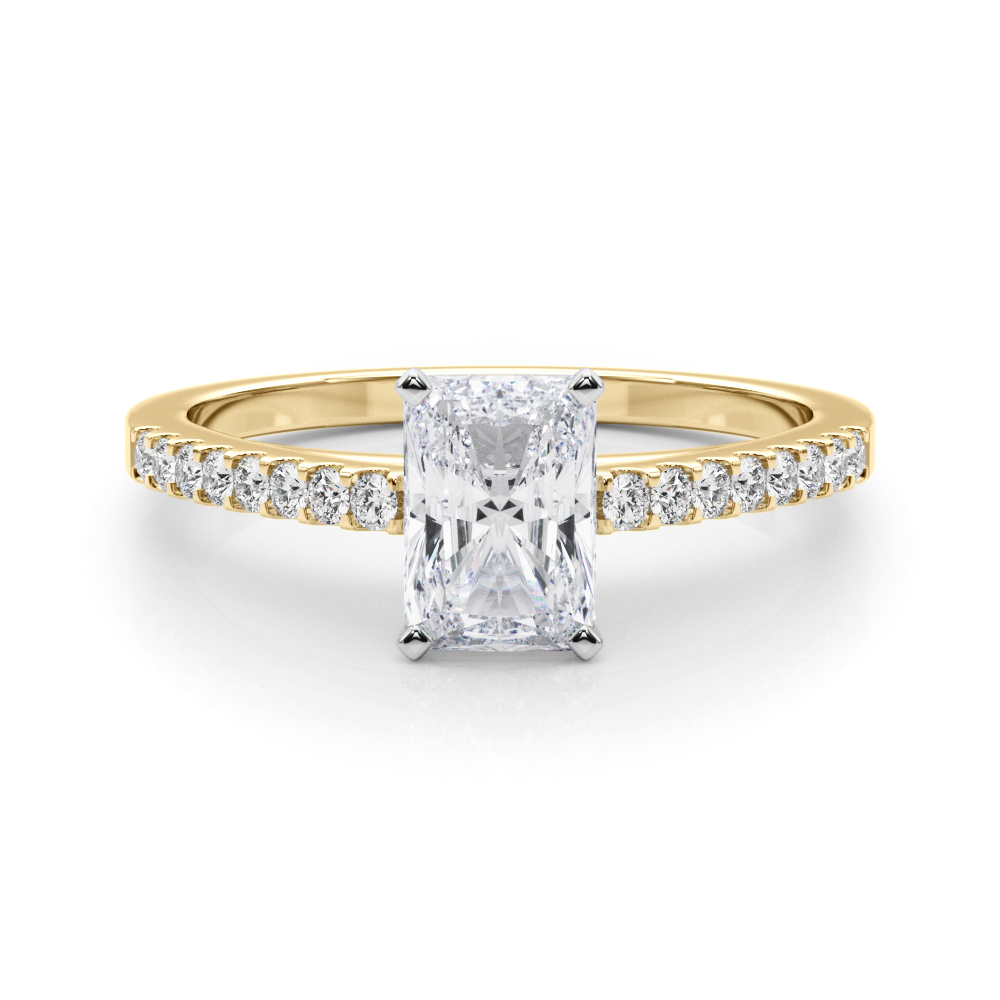 0.2 Ct Lab-Created Diamond Radiant Cut Rinsy  Side Stone Engagement Rings in Silver 925