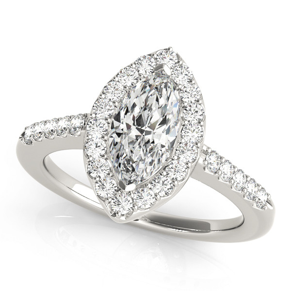 0.2 Ct Natural Marquise Cut Lara Halo Engagement Diamond Rings in Silver 925