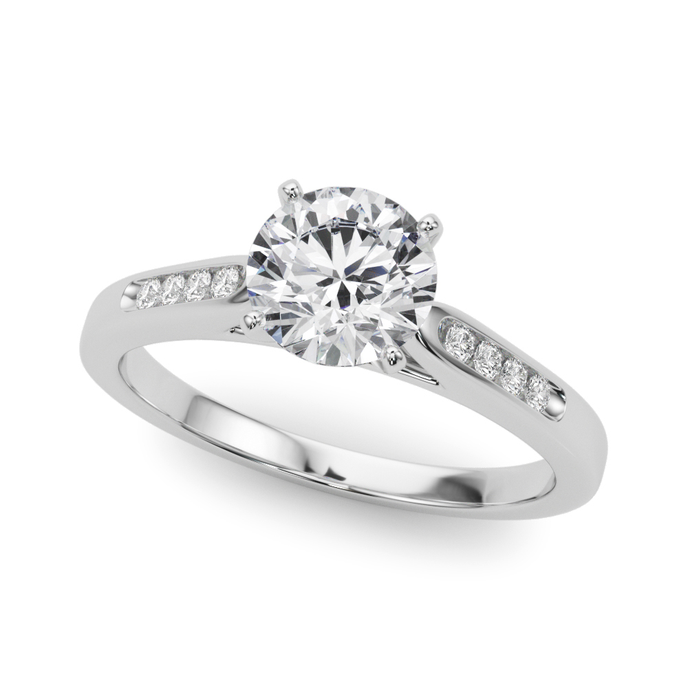 Zander Natural Diamond 4 Prong Setting Side Stone Engagement Ring