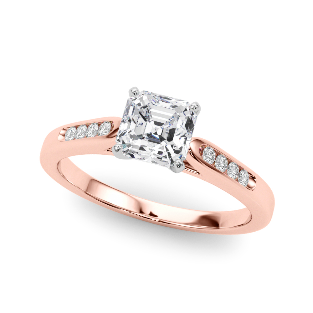Zaid Natural Diamond Rose Gold 4 Prong Setting Side Stone Engagement Ring