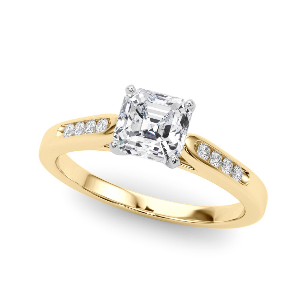 Zaid Natural Diamond Yellow Gold 4 Prong Setting Side Stone Engagement Ring