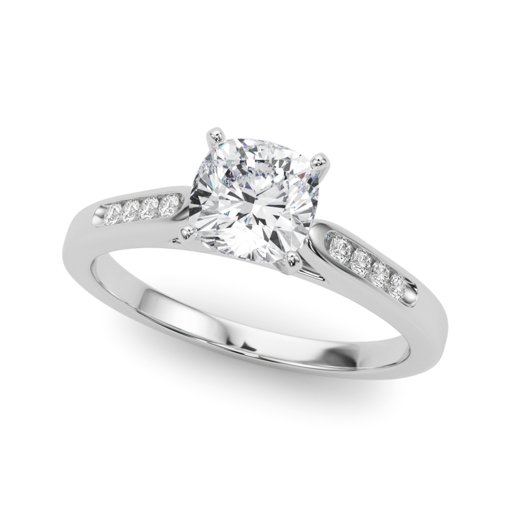 0.1 Ct Natural Diamond Cushion Cut Zain  Side Stone Engagement Rings in Silver 925