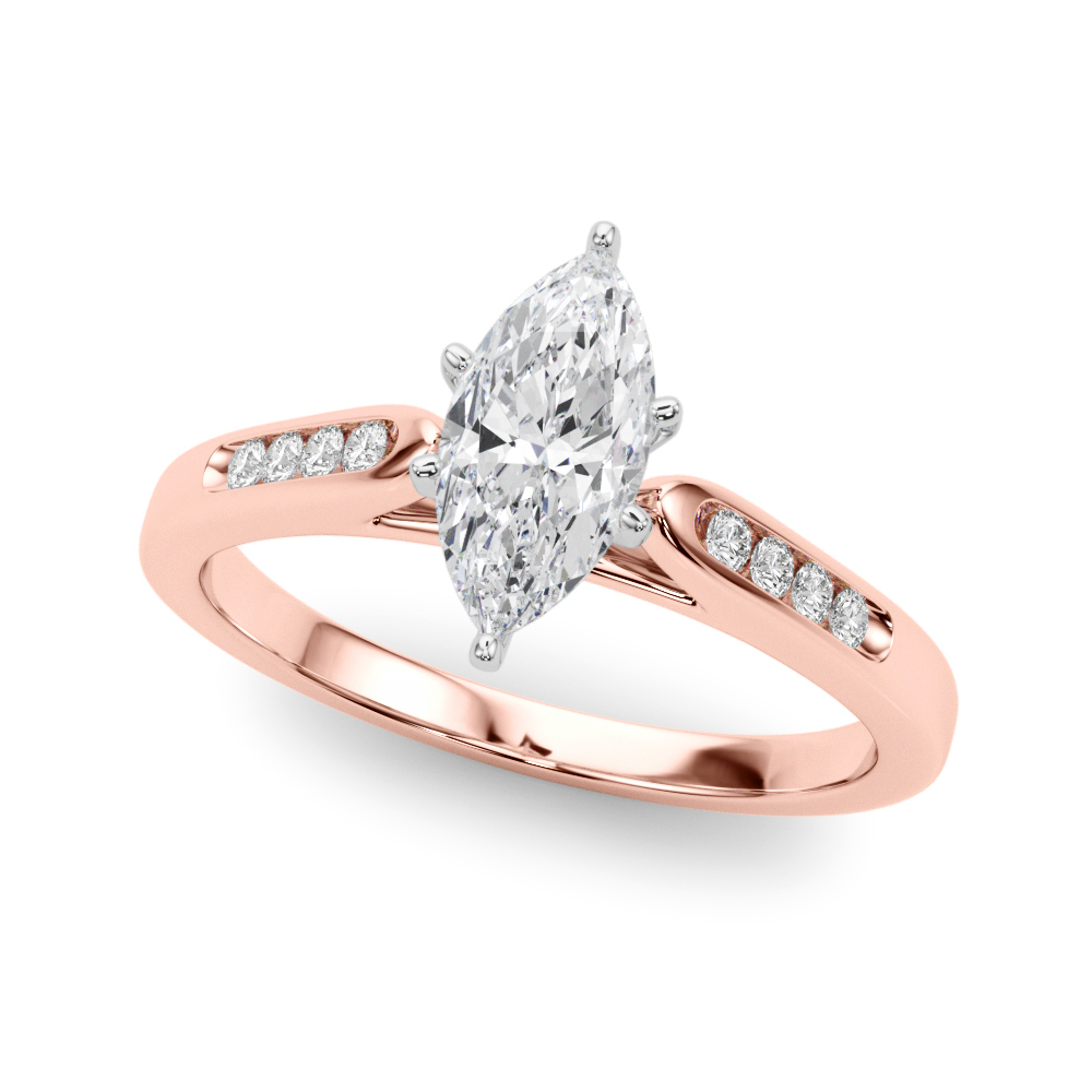 Zelda Natural Diamond Rose Gold 4 Prong Setting Side Stone Engagement Ring