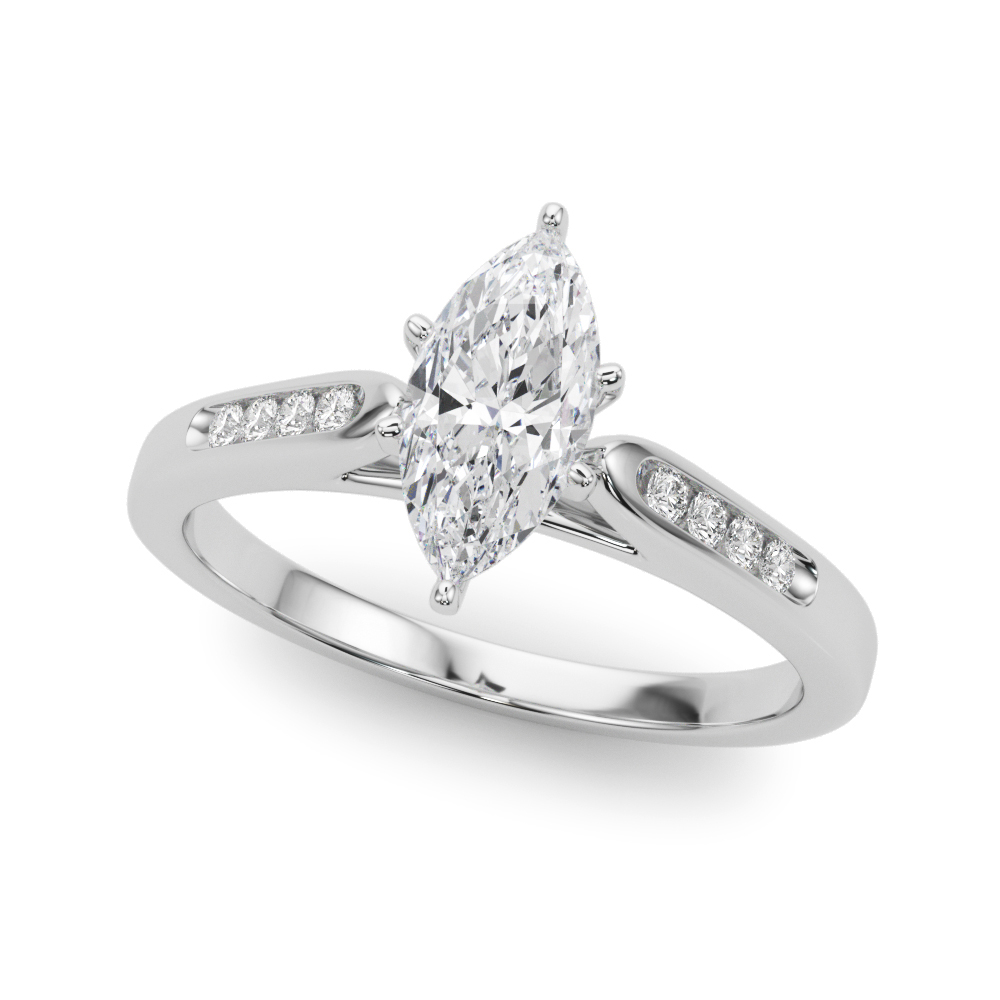 Zelda Natural Diamond Silver 4 Prong Setting Side Stone Engagement Ring