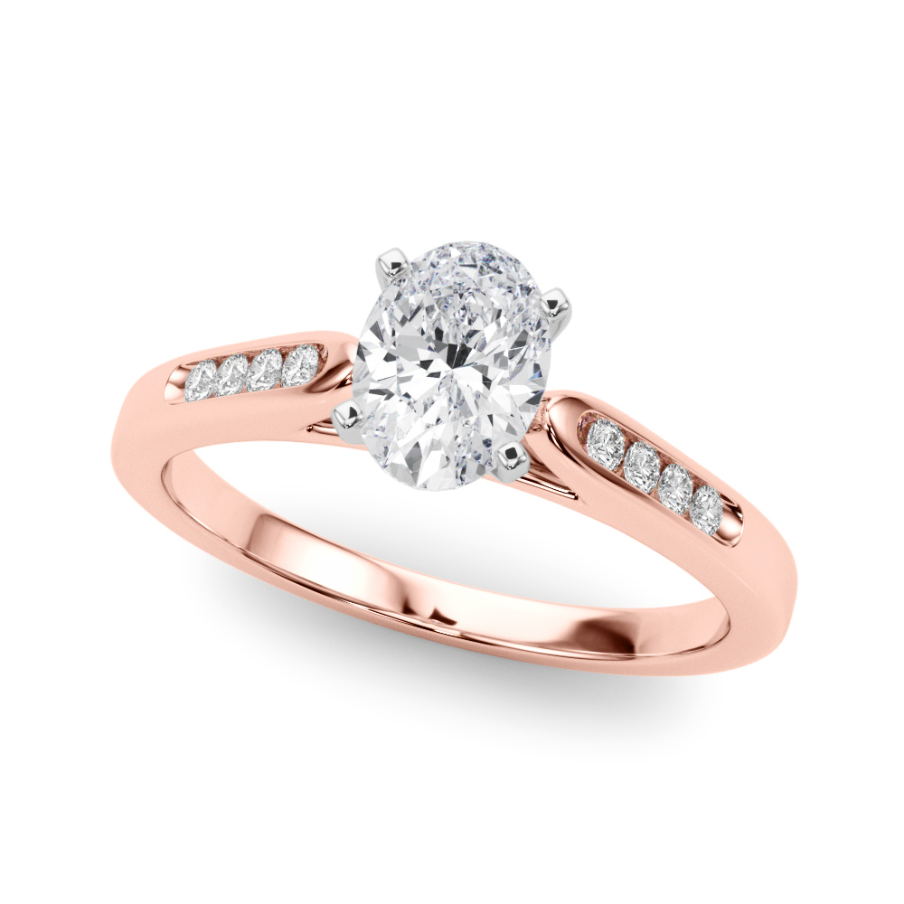 Zaire Natural Diamond Rose Gold 4 Prong Setting Side Stone Engagement Ring