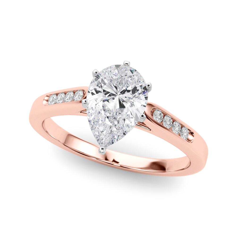 Zeke Natural Diamond Rose Gold 6 Prong Setting Side Stone Engagement Ring