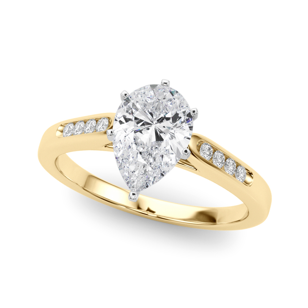 Zeke Natural Diamond Yellow Gold 6 Prong Setting Side Stone Engagement Ring