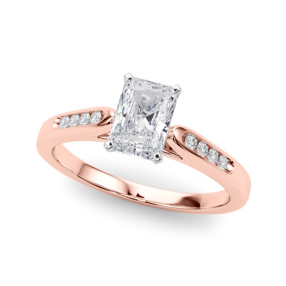 Zariyah Natural Diamond Rose Gold 4 Prong Setting Side Stone Engagement Ring