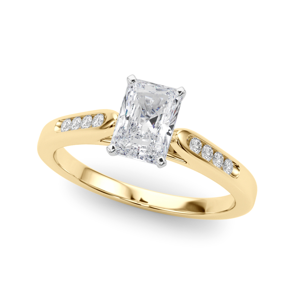 Zariyah Natural Diamond Yellow Gold 4 Prong Setting Side Stone Engagement Ring