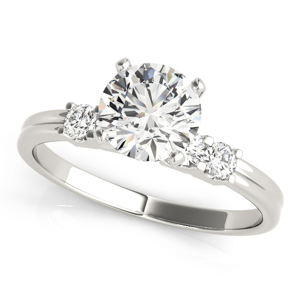 0.2 Ct Lab-Created Diamond Round Cut Beula  Side Stone Engagement Rings in Silver 925