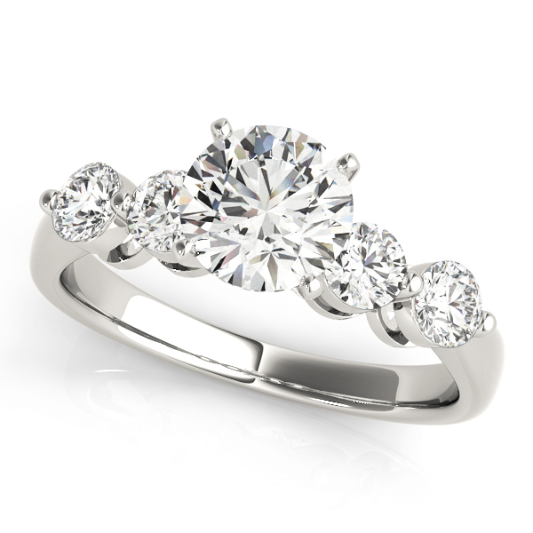 0.2 Ct Lab Grown Diamond Round Cut Addelyn  Side Stone Engagement Rings in Silver 925