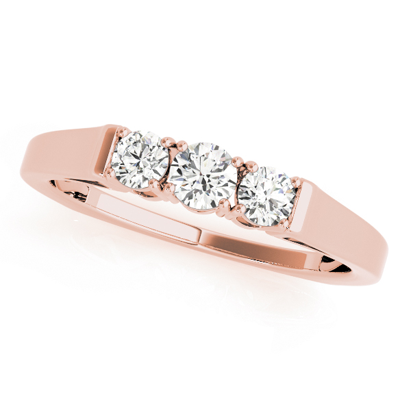 Lenciya Lab Grown Rose Gold 4 Prong set 3 Stone Diamond Ring