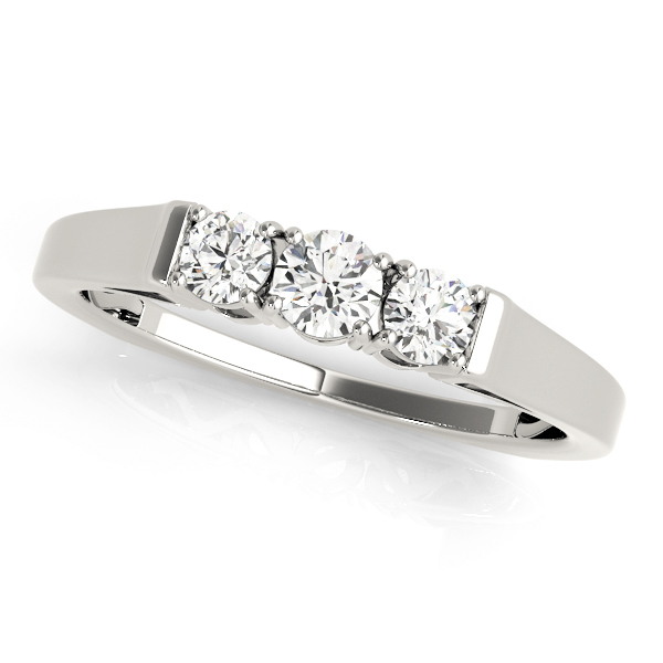 Lenciya Lab Grown Round cut 4 Prong set  3 Stone Diamond Ring