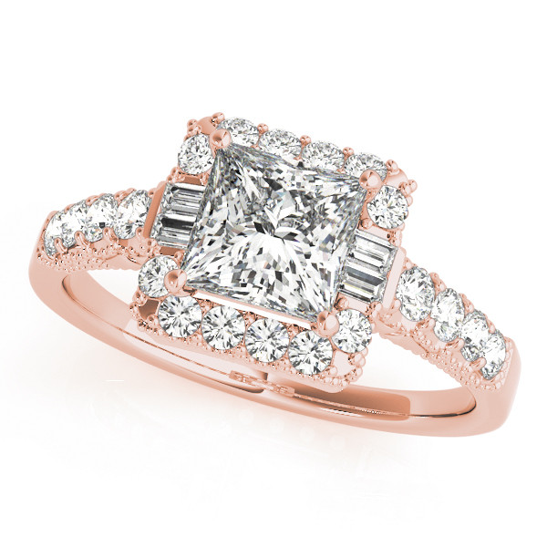 0.2 Ct Natural Princess Cut Kamilla  Halo Engagement Diamond Rings in Silver 925