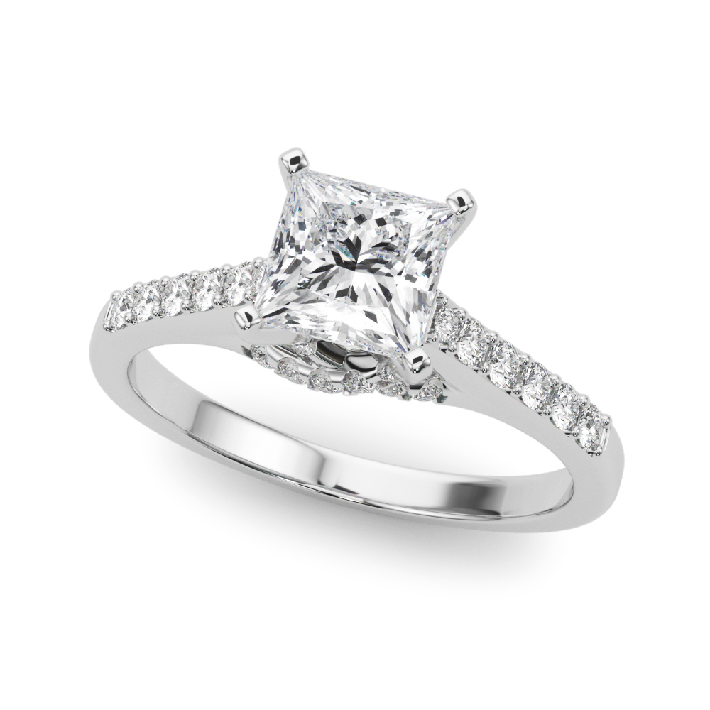 Zenia Natural Diamond 4 Prong Setting Side Stone Engagement Ring