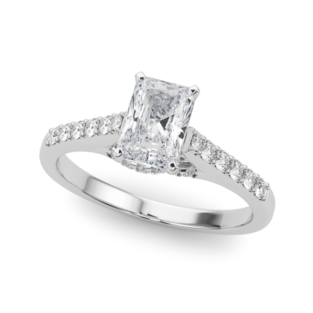 SunshineDiamonds Side Stone Engagement Rings in Silver 925 and 0.10 Carat Natural Diamond