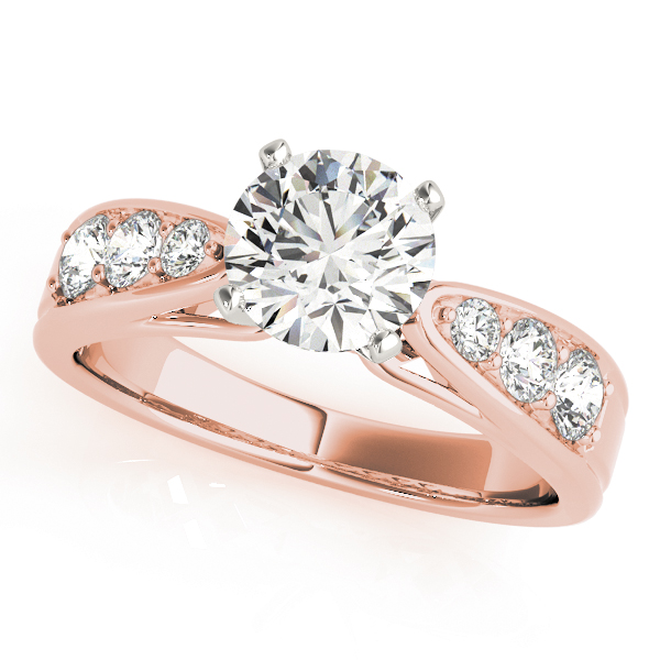 SunshineDiamonds Side Stone Engagement Rings in 9K Rose Gold and 0.50 Carat Lab Grown Diamond