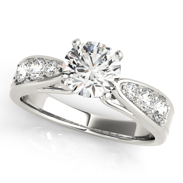 SunshineDiamonds Side Stone Engagement Rings in 9K White Gold and 0.50 Carat Lab Grown Diamond