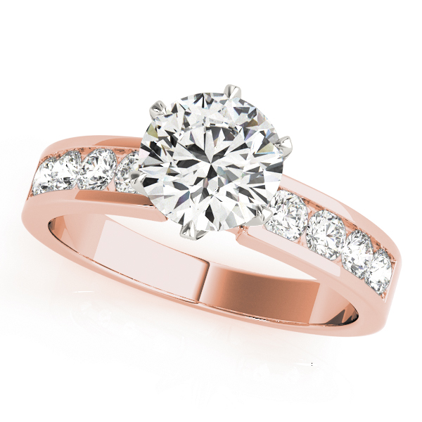 Zayden Natural Diamond Rose Gold 6 Prong Setting Side Stone Engagement Ring