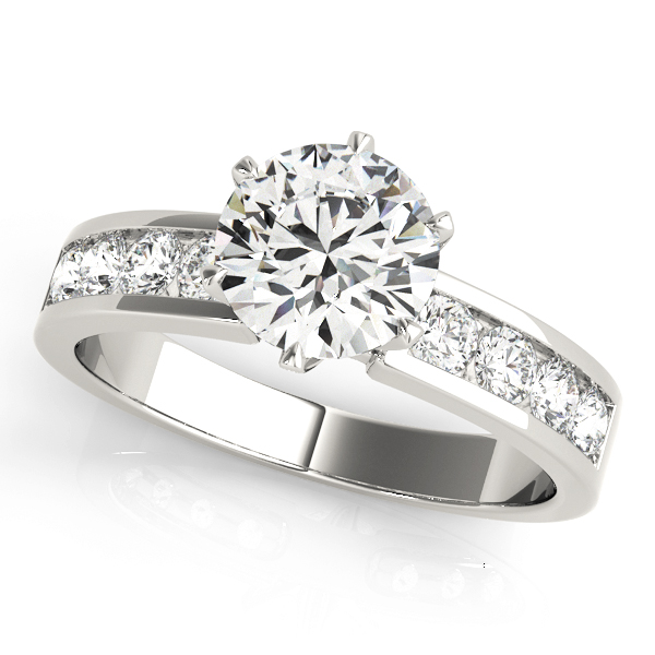 Zayden Natural Diamond 6 Prong Setting Side Stone Engagement Ring