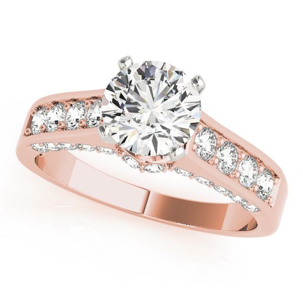 SunshineDiamonds Side Stone Engagement Rings in 9K Rose Gold and 1.00 Carat Natural Diamond