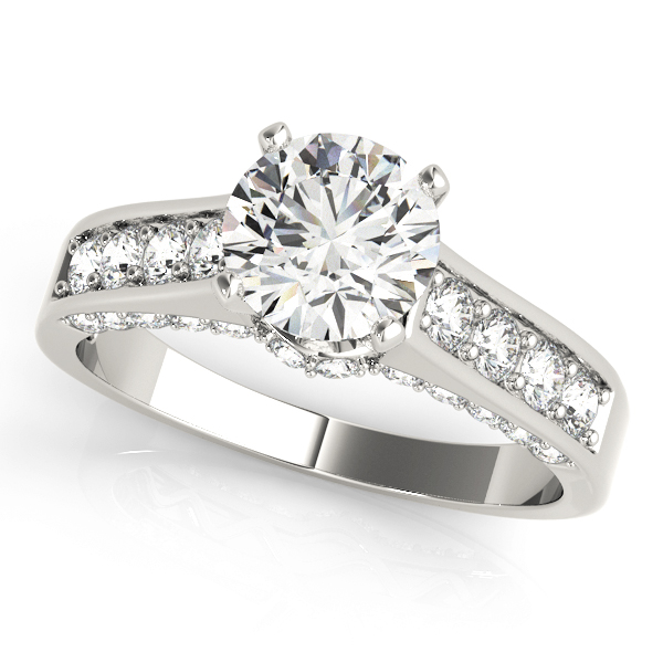 SunshineDiamonds Side Stone Engagement Rings in Silver 925 and 0.10 Carat Natural Diamond