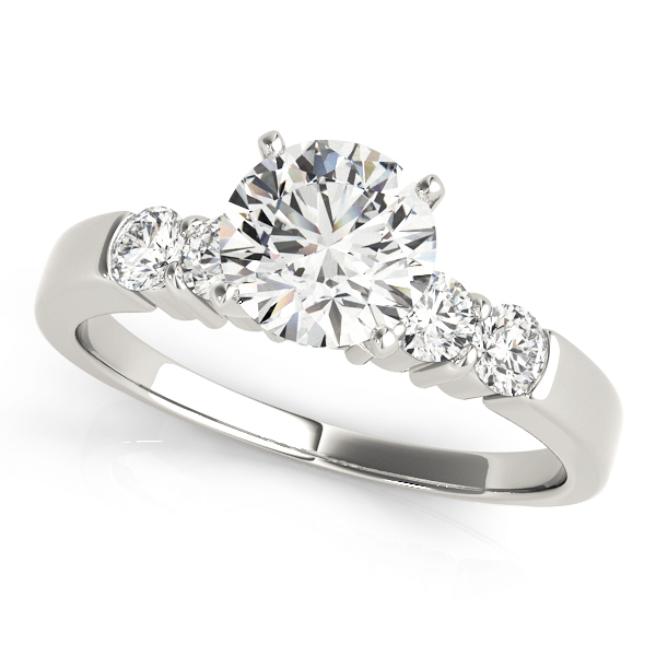 0.2 Ct Lab-Created Diamond Round Cut Deflin  Side Stone Engagement Rings in Silver 925