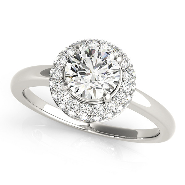0.2 Ct Natural Round Cut Linden Halo Diamond Rings in Silver 925