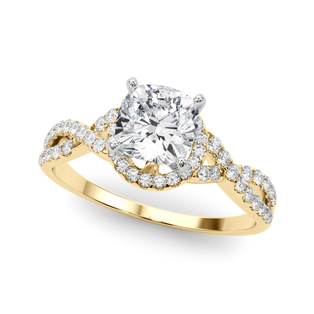 Zaylin Natural Yellow Gold 4 Prong Setting Side Stone Diamond Ring
