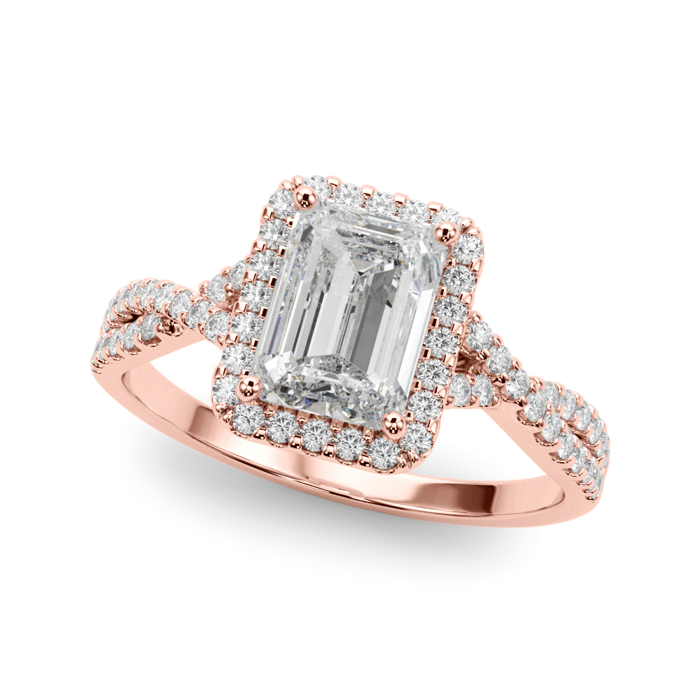 Zana Natural Rose Gold 4 Prong Setting Side Stone Diamond Ring