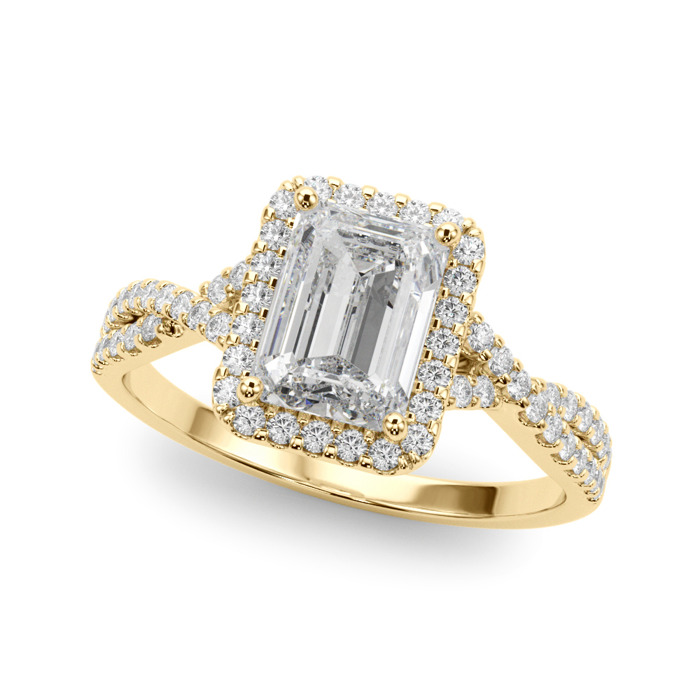 Zana Natural Yellow Gold 4 Prong Setting Side Stone Diamond Ring