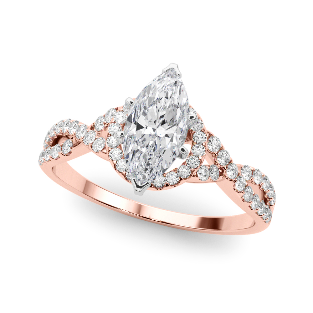 Zoran Natural Rose Gold 6 Prong Setting Side Stone Diamond Ring