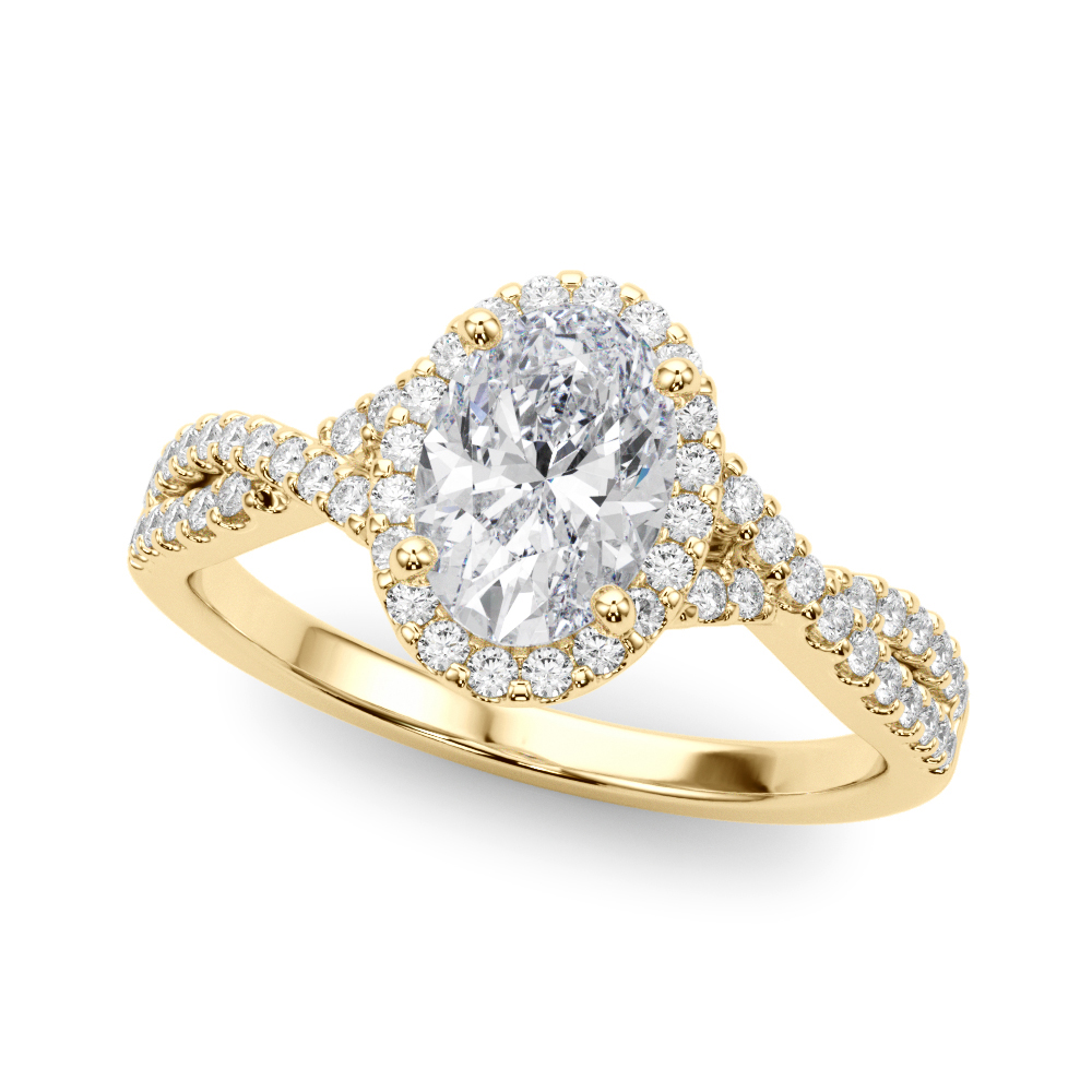 Zanya Natural Yellow Gold 4 Prong Setting Side Stone Diamond Ring