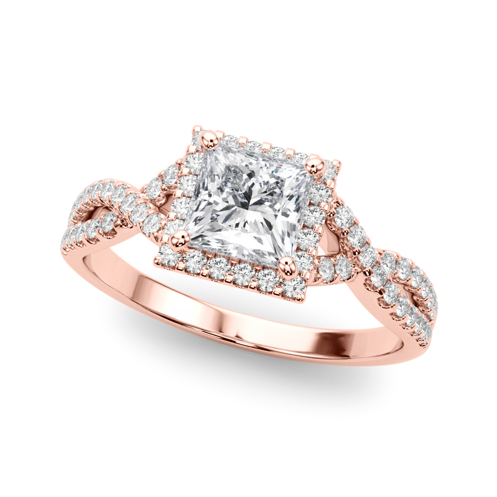 Ziara Natural Rose Gold 4 Prong Setting Side Stone Diamond Ring