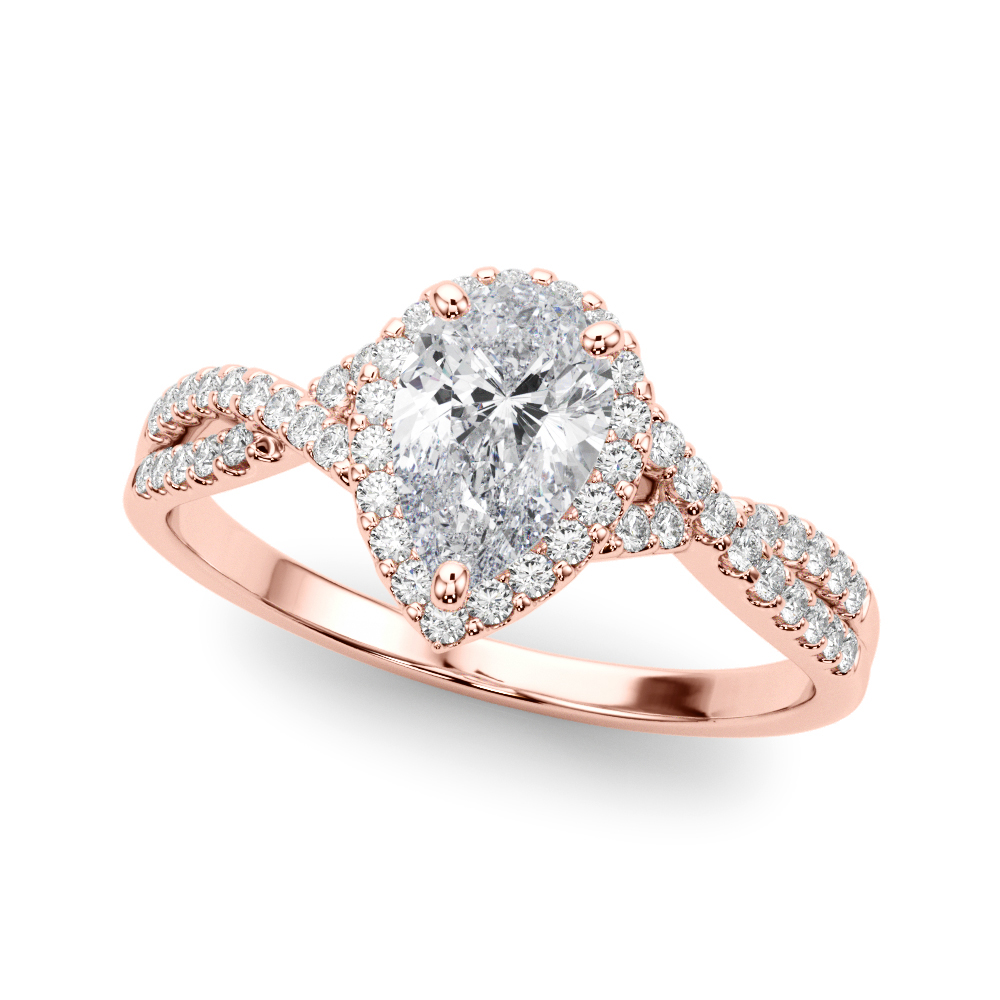 Zoltan Natural Rose Gold 3 Prong Setting Side Stone Diamond Ring