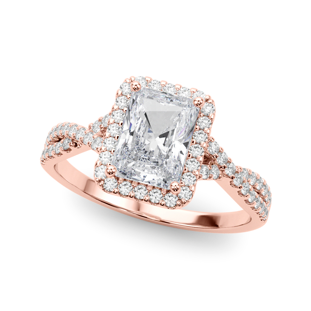 Zenon Natural Rose Gold 4 Prong Setting Side Stone Diamond Ring